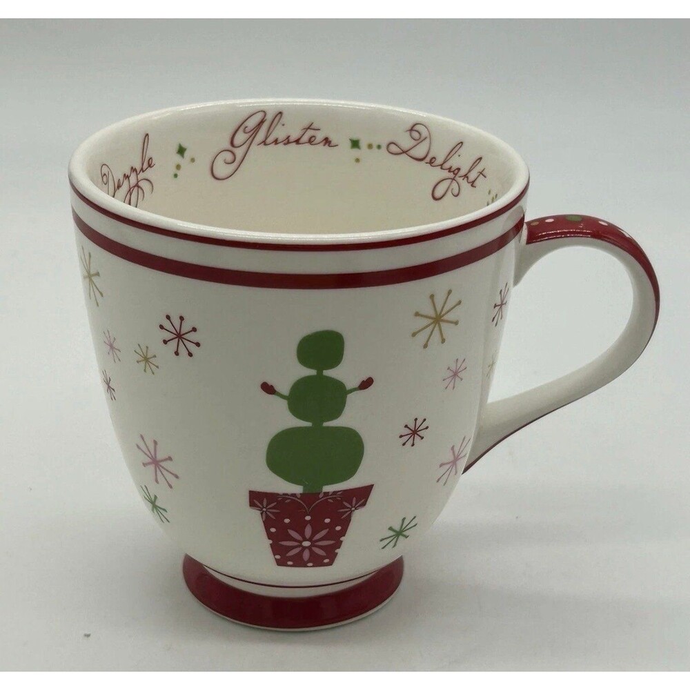 Starbucks Holiday 2006 Coffee Tea Mug Topiary Snowman Snowflakes Christmas